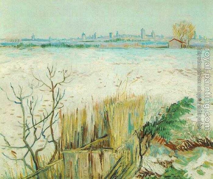 Vincent Van Gogh : Snowy Landscape with Arles in the Background